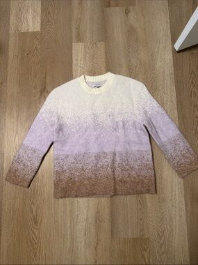 Petite Studio Cream & Lavender Ombre Crewneck Sweater